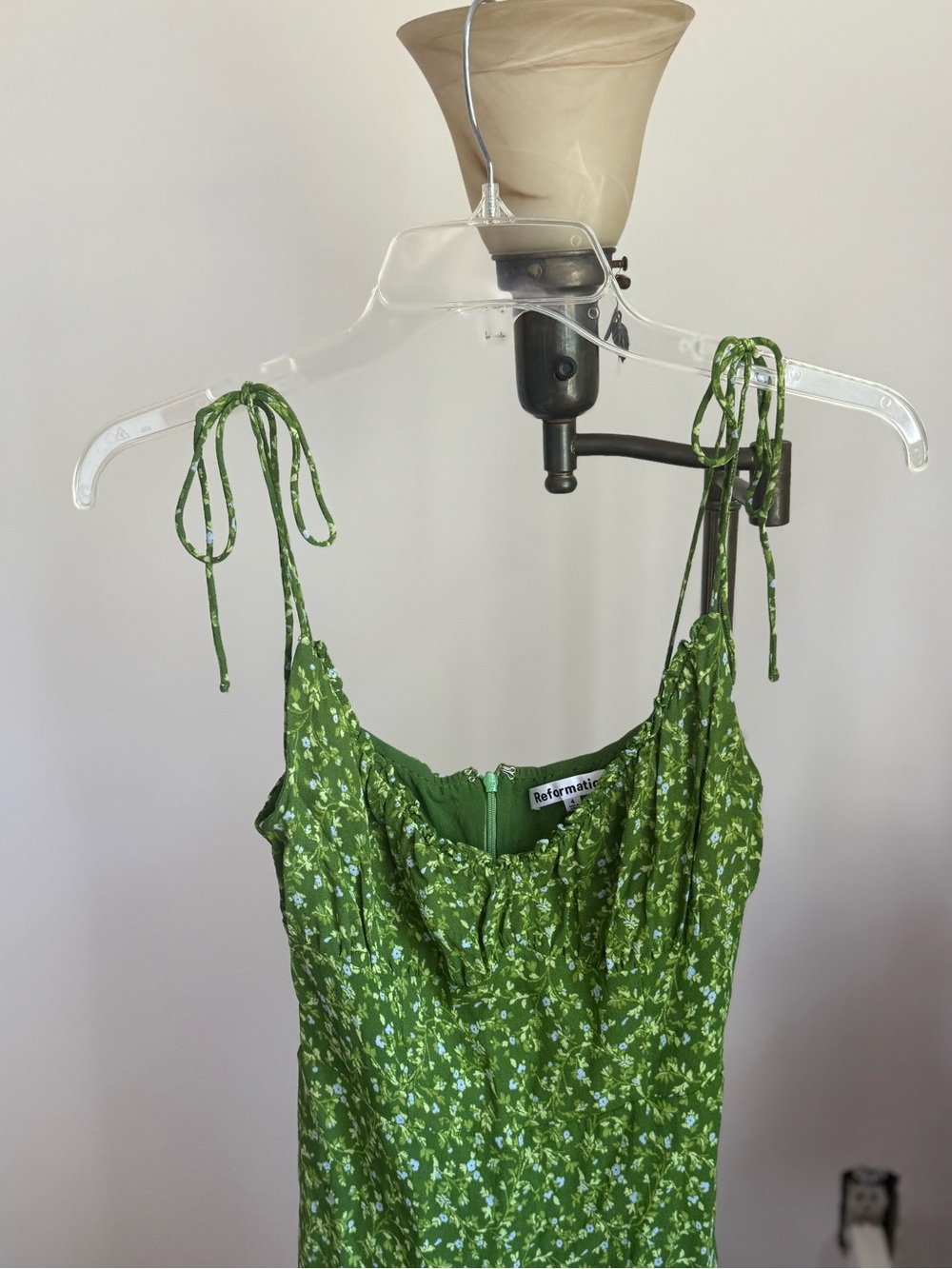 Reformation Green Floral Smocked Mini Dress - Picture 3 of 10